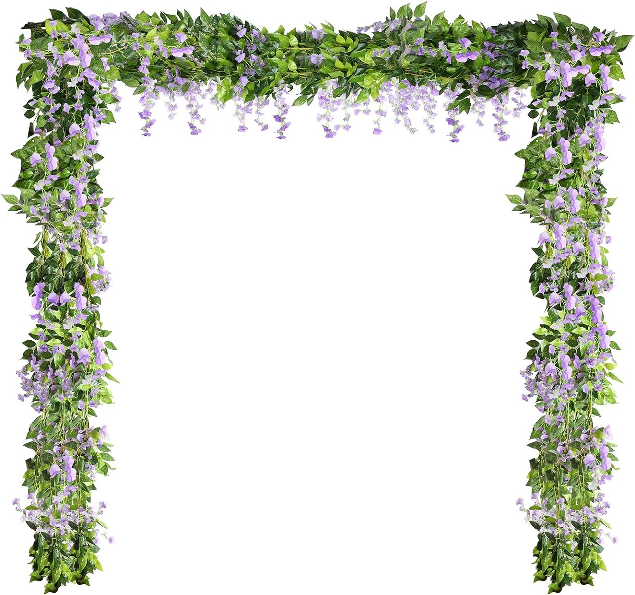 4 Pieces Artificial Wisteria Garland – 26 Ft Total Silk Hanging Flowers for Wedding, Home, Garden, Party & Outdoor Decor (Purple)
